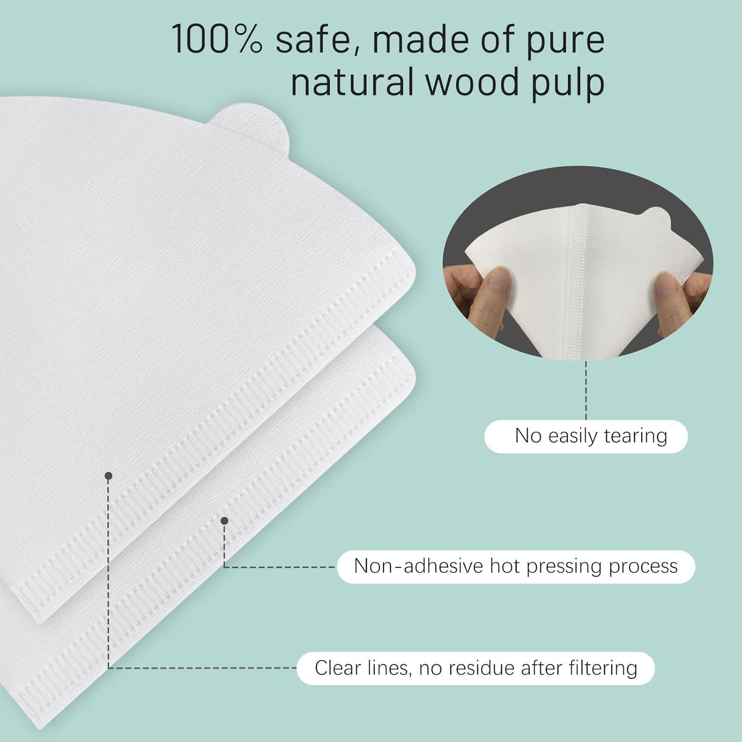 imageNiveaya 200 Count Cone Coffee Filters Size 02 Natural Unbleached Paper Coffee Filter Disposable Cone Filters for Pour Over and Drip Coffee Maker 24Cupnatural white