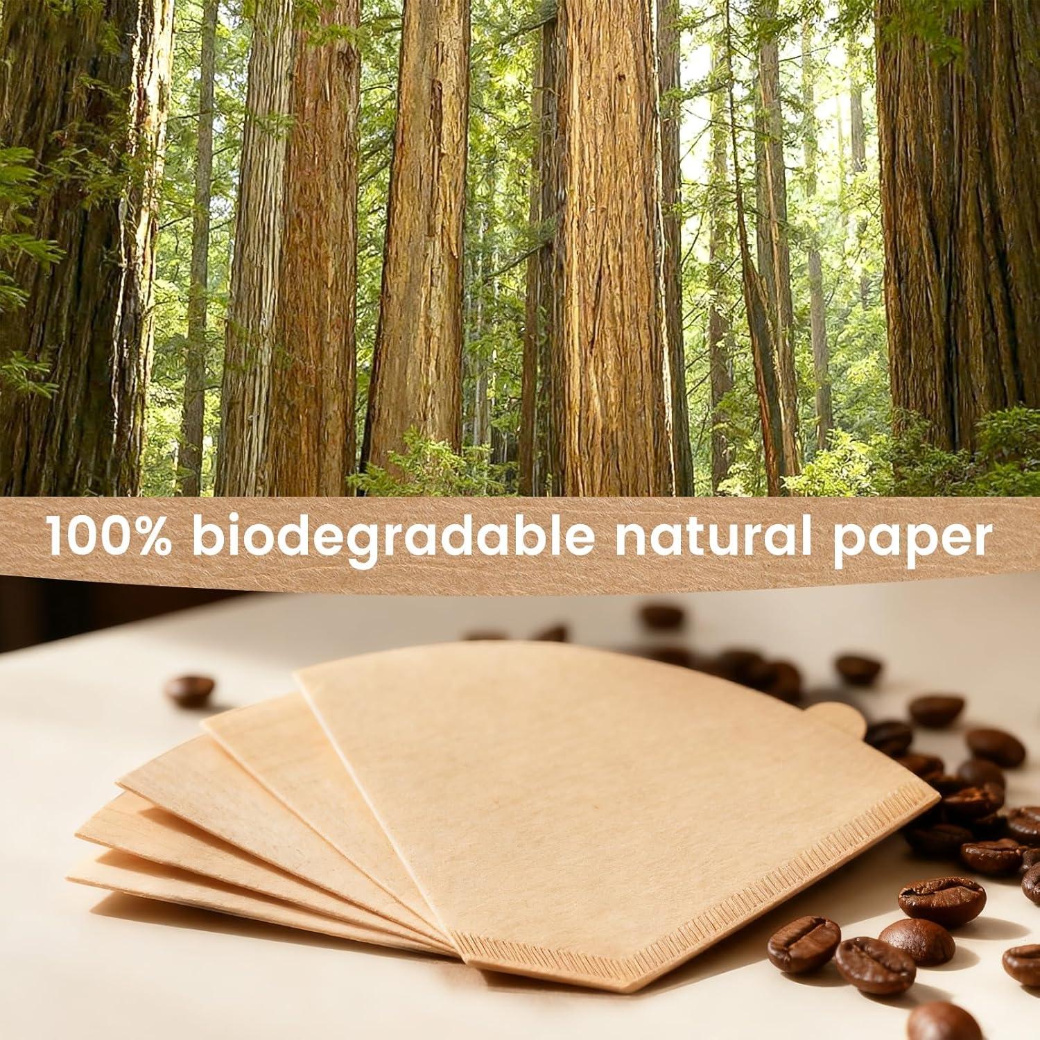 imageNiveaya 200 Count Cone Coffee Filters Size 02 Natural Unbleached Paper Coffee Filter Disposable Cone Filters for Pour Over and Drip Coffee Maker 24Cupnatural brown