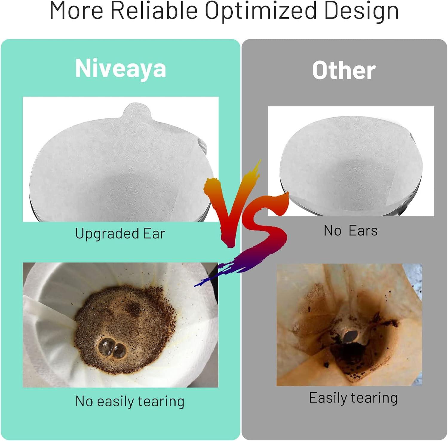 imageNiveaya 200 Count Cone Coffee Filters Size 02 Natural Unbleached Paper Coffee Filter Disposable Cone Filters for Pour Over and Drip Coffee Maker 24Cupnatural white