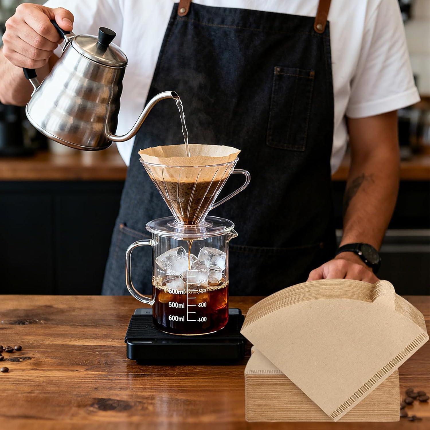 imageNiveaya 200 Count Cone Coffee Filters Size 02 Natural Unbleached Paper Coffee Filter Disposable Cone Filters for Pour Over and Drip Coffee Maker 24Cupnatural brown