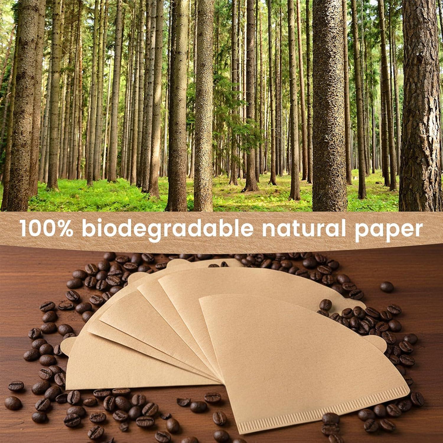 imageNiveaya 200 Count Cone Coffee Filters Size 02 Natural Unbleached Paper Coffee Filter Disposable Cone Filters for Pour Over and Drip Coffee Maker 24Cupnatural brown