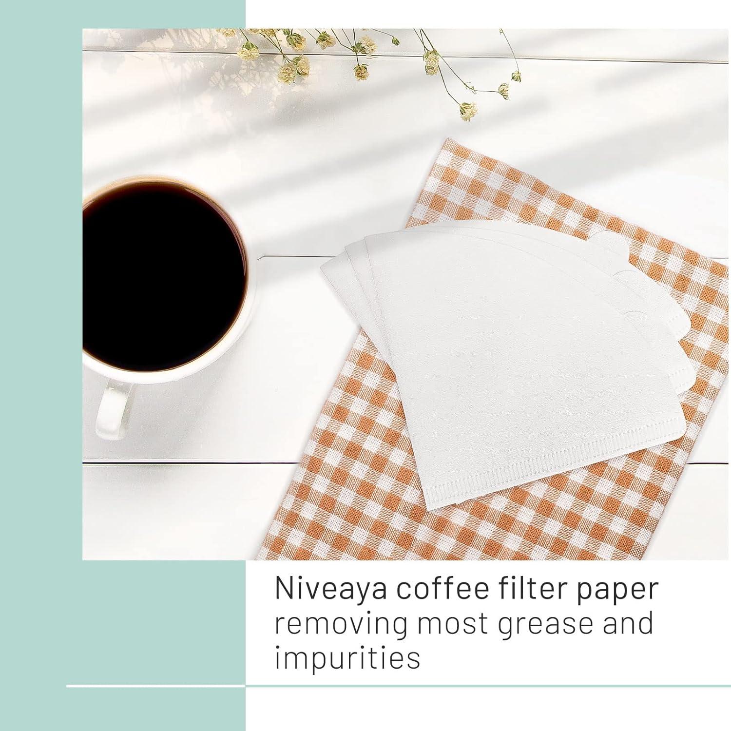 imageNiveaya 200 Count Cone Coffee Filters Size 02 Natural Unbleached Paper Coffee Filter Disposable Cone Filters for Pour Over and Drip Coffee Maker 24Cupnatural white