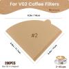imageNiveaya 200 Count Cone Coffee Filters Size 02 Natural Unbleached Paper Coffee Filter Disposable Cone Filters for Pour Over and Drip Coffee Maker 24Cupnatural brown
