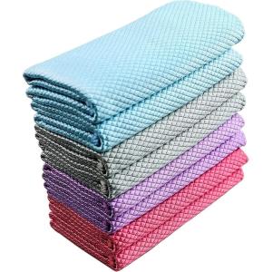 image24 Pcs Fish Scale Streak Free Miracle Cleaning Cloth Easy Clean Nanoscale Microfiber Window Mirror Glass Cleaning Cloth Lint Free Cloth Wine Glass Polishing Towel ReusableBlueGrayPurplePink