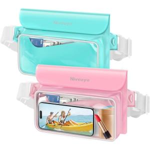 imageNiveaya IP68 Waterproof Fanny Pack  2 Pack Floating Dry Bag Pouch Phone Waterproof Waist Pouch Dry Bag Beach Kayaking Swimming Boat Essentials for iPhone 1615141312 Pro Max up to 95quotGreenkPink