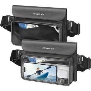 imageNiveaya IP68 Waterproof Fanny Pack  2 Pack Floating Dry Bag Pouch Phone Waterproof Waist Pouch Dry Bag Beach Kayaking Swimming Boat Essentials for iPhone 1615141312 Pro Max up to 95quotTranslucent blacktranslucent black