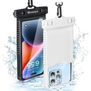 imageNiveaya Waterproof Phone Pouch Waterproof Phone Case Compatible for iPhone 15 14 13 12 Pro Max Up to 7quot IPX8 Cellphone Kayak Accessories Travel Essentials 1PackPack of 1 Black 1 White