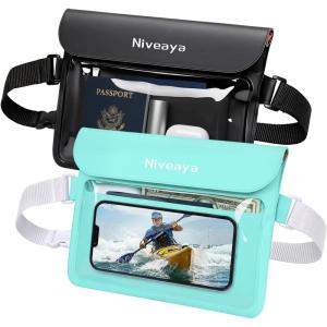 imageNiveaya IPX8 Waterproof Fanny Pack Waterproof Pouch Dry Belt Bag for Beach Kayaking Swimming Boat Travel Cruise Essentials Waterproof Phone Bag Passport Holder for Women Men2 PackBlackGreen