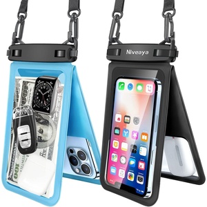 image:imageNiveaya Double Space Waterproof Phone Pouch IPX8 Phone Case with Lanyard for iPhone 17 16 15 Pro Max Galaxy S25 Ultra Cellphone Dry Bag for Beach Cruise Travel Ship Essentials 2 Pack up to 83Black  Powder Blue