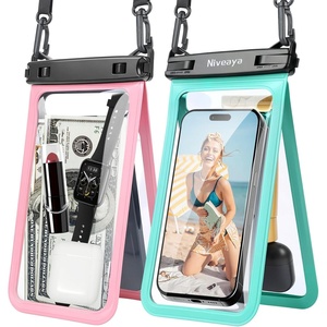 image:imageNiveaya Double Space Waterproof Phone Pouch IPX8 Phone Case with Lanyard for iPhone 17 16 15 Pro Max Galaxy S25 Ultra Cellphone Dry Bag for Beach Cruise Travel Ship Essentials 2 Pack up to 83Green Pink