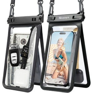 image:imageNiveaya Double Space Waterproof Phone Pouch IPX8 Phone Case with Lanyard for iPhone 17 16 15 Pro Max Galaxy S25 Ultra Cellphone Dry Bag for Beach Cruise Travel Ship Essentials 2 Pack up to 83Black BlackClear