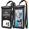 image:imageNiveaya 2 Pack Floating Waterproof Phone Pouch IP68 Waterproof Phone Case with Lanyard for iPhone 17 16 15 Pro Max Touchscreen amp Photography Cellphone Dry Bag Beach Cruise Essentialsup to 85BlackBlack