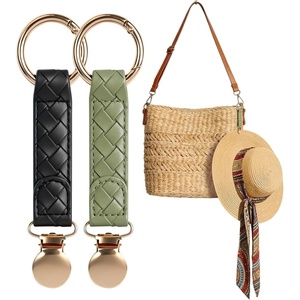 image:imageNiveaya Hat Clip for Travel 2Pcs Sleek Woven Design with Durable Metal Clip Secure Hat Holder for Straw Sun Hats amp Baseball Cap on Bag Purse Backpack Luggage Chic Beach Cruise Travel Essentials2pcs Blackgreen