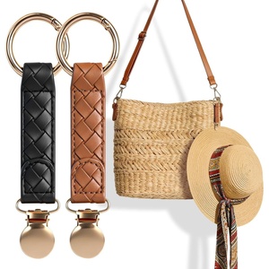 image:imageNiveaya Hat Clip for Travel 2Pcs Sleek Woven Design with Durable Metal Clip Secure Hat Holder for Straw Sun Hats amp Baseball Cap on Bag Purse Backpack Luggage Chic Beach Cruise Travel Essentials2pcs Blackbrown