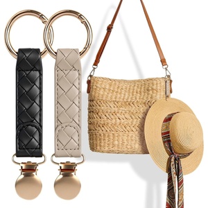image:imageNiveaya Hat Clip for Travel 2Pcs Sleek Woven Design with Durable Metal Clip Secure Hat Holder for Straw Sun Hats amp Baseball Cap on Bag Purse Backpack Luggage Chic Beach Cruise Travel Essentials2pcs Blackkhaki Grey